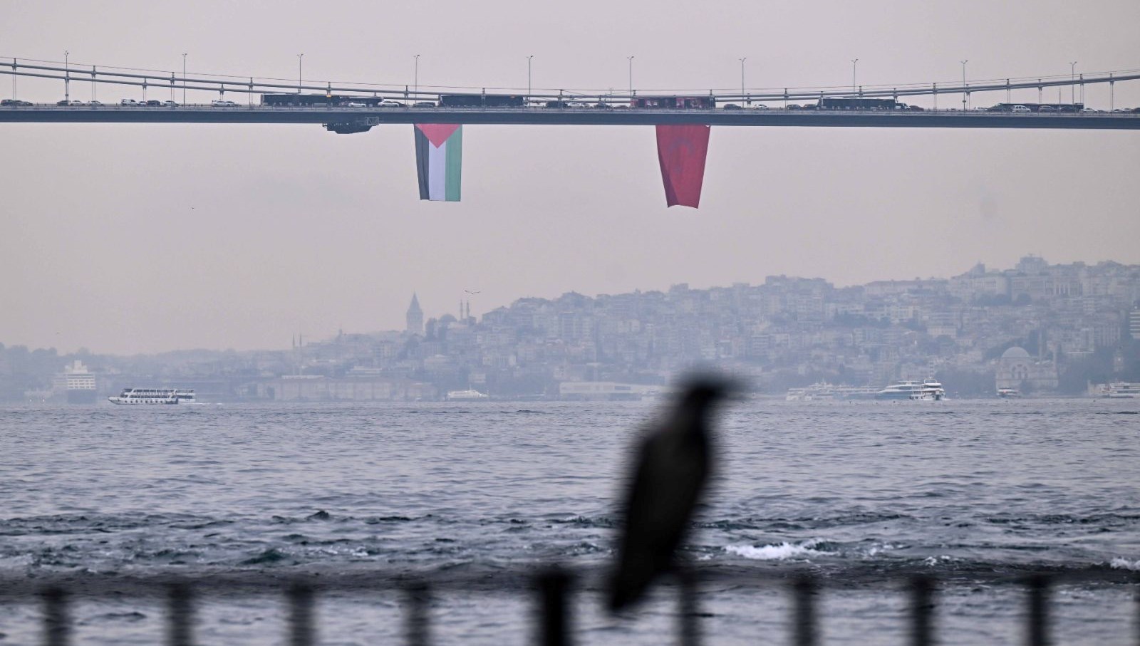Köprülere Filistin bayrağı asıldı